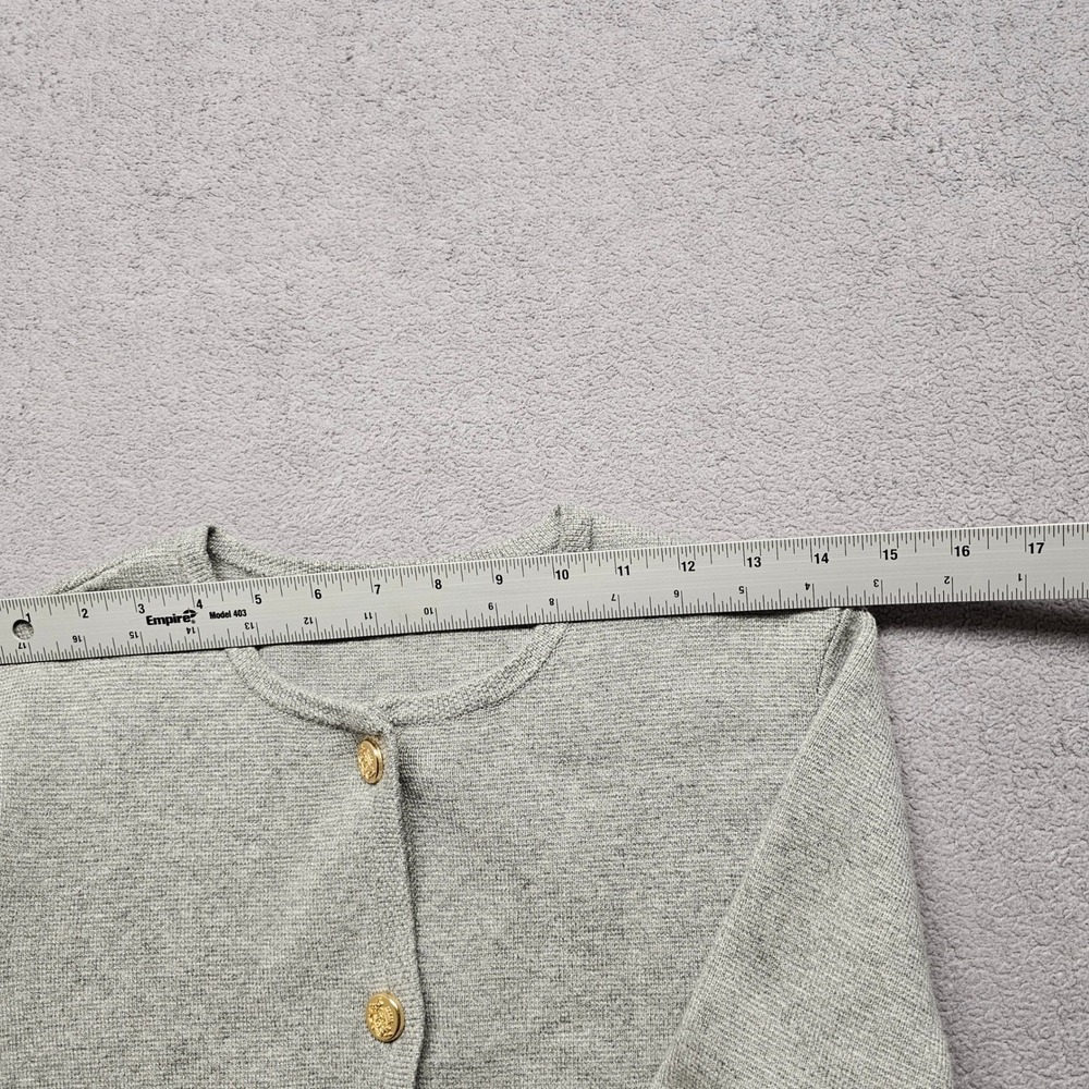 Abercrombie & Fitch Grey Cropped Cardigan Gold Crest Button Lady Jacket Size M - Picture 4 of 9